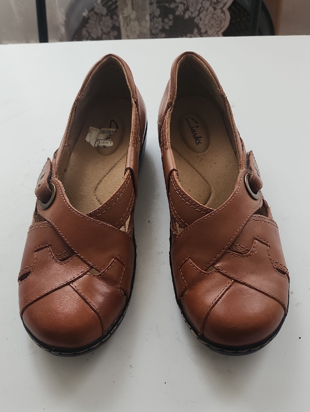 Clarks Women's Brown Leather Slip-On Loafers